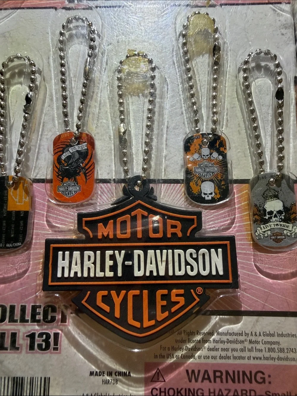 Harley-Davidson Motor Cycles Collectible Metal Keychain Bag Charm Set of 5 NEW